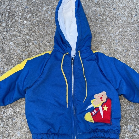 Weather Tamer Blue Vintage 90s Teddy Bear in Shoe Jacket Coat Size 18 months - Picture 2 of 4